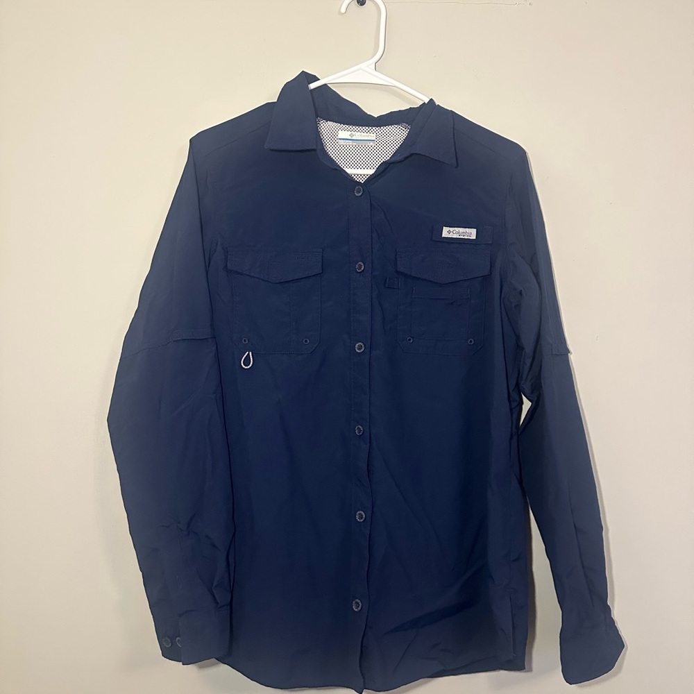 Columbia PFG Dark Blue Lightweight Shirt Jacket Mens Size Large